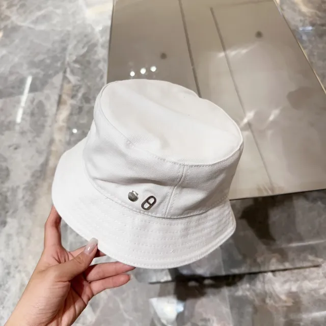 Chapéu bucket branco de tecido similar ao algodão com faixa topstitch 5