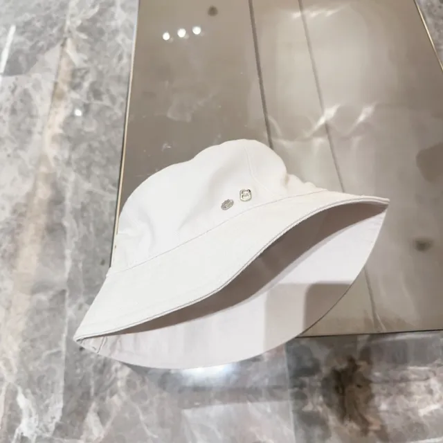 Chapéu bucket branco de tecido similar ao algodão com faixa topstitch 6