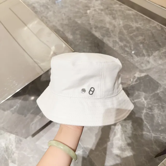 Chapéu bucket branco de tecido similar ao algodão com faixa topstitch 8