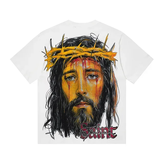 Camiseta branca de gola redonda com estampa gráfica 4