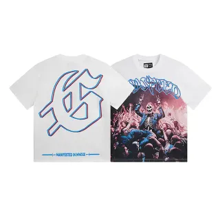 Camiseta blanca con estampado gráfico de doble cara