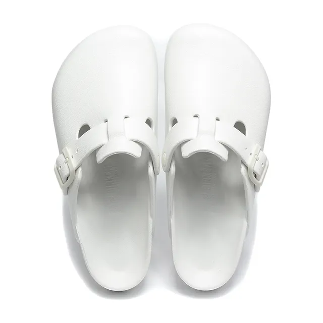White Molded Monochrome Dual-Buckle Strap Clog 5