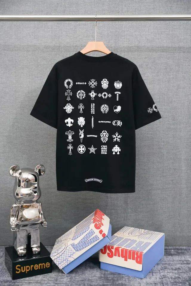 White Text-Printed Crewneck Short-Sleeve Embroidered T-Shirt 2