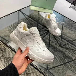 White Yellow Leather-Like Upper Geometric Stitched Side Panel Sneakers