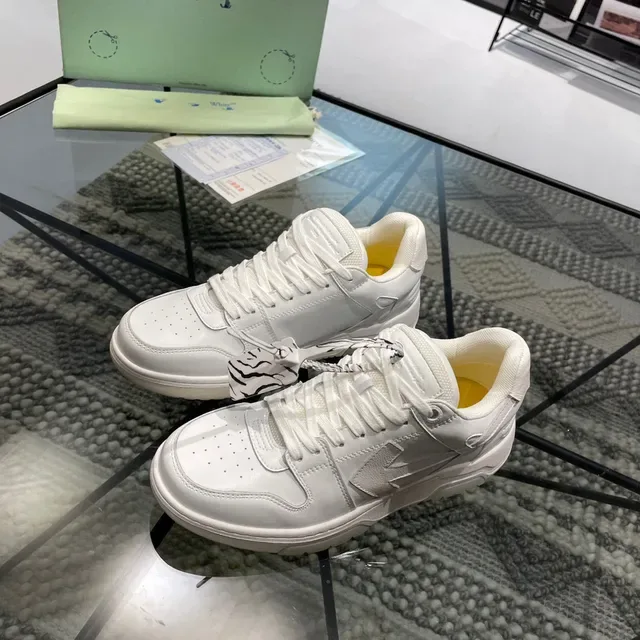 White Yellow Leather-Like Upper Geometric Stitched Side Panel Sneakers 9