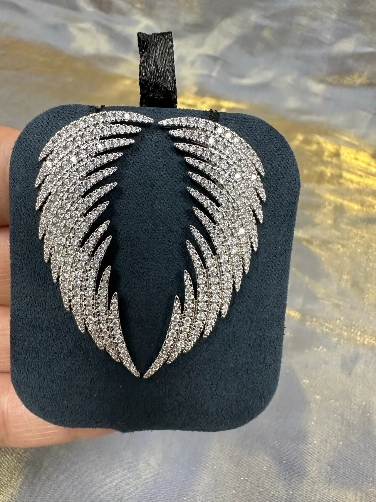 Wing-Shaped Pavé Crystal Silver-Toned Earrings 7