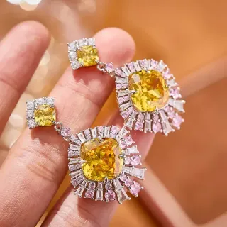 Brincos Halo Amarelo e Rosa