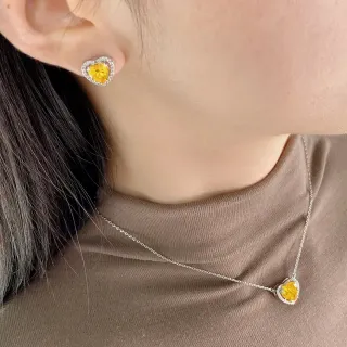Collier pendentif cœur argent jaune Halo-Set Clear Stones