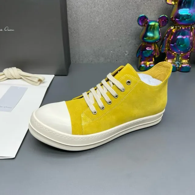 Yellow White Suede Upper Rubber Toe Cap Sneakers 2