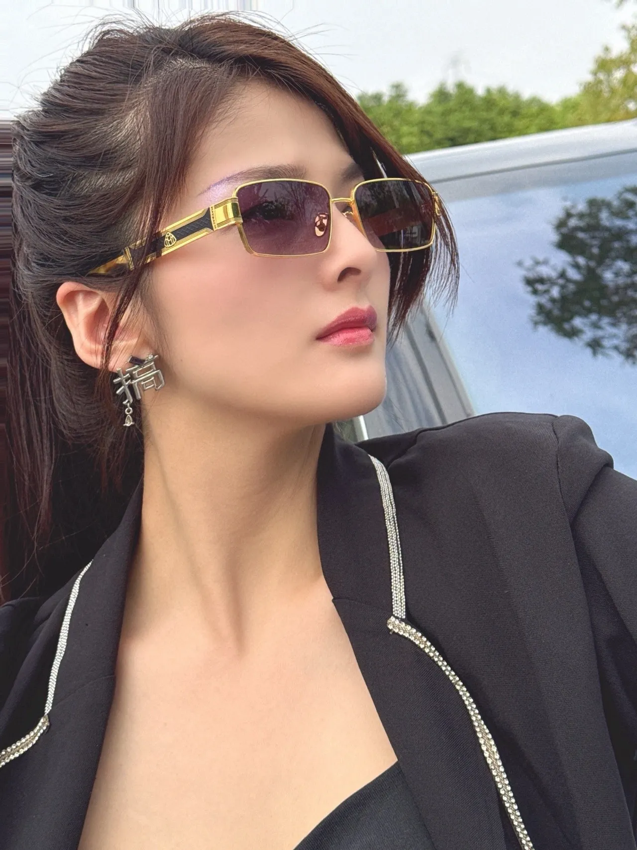 Gentle Monster আয়তাকার ধাতু ফ্রেম সানগ্লাস 5