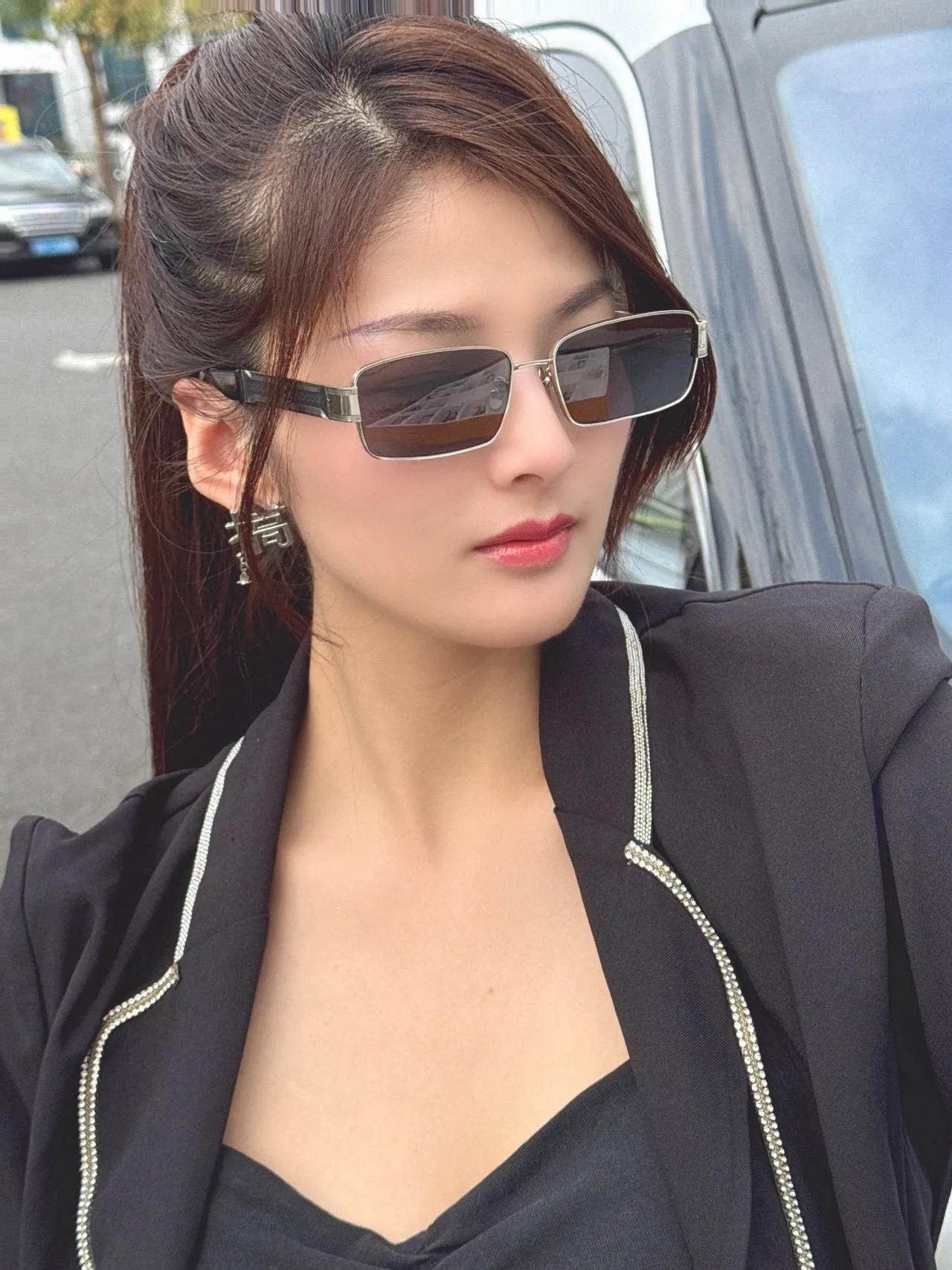 Gentle Monster আয়তাকার ধাতু ফ্রেম সানগ্লাস 8