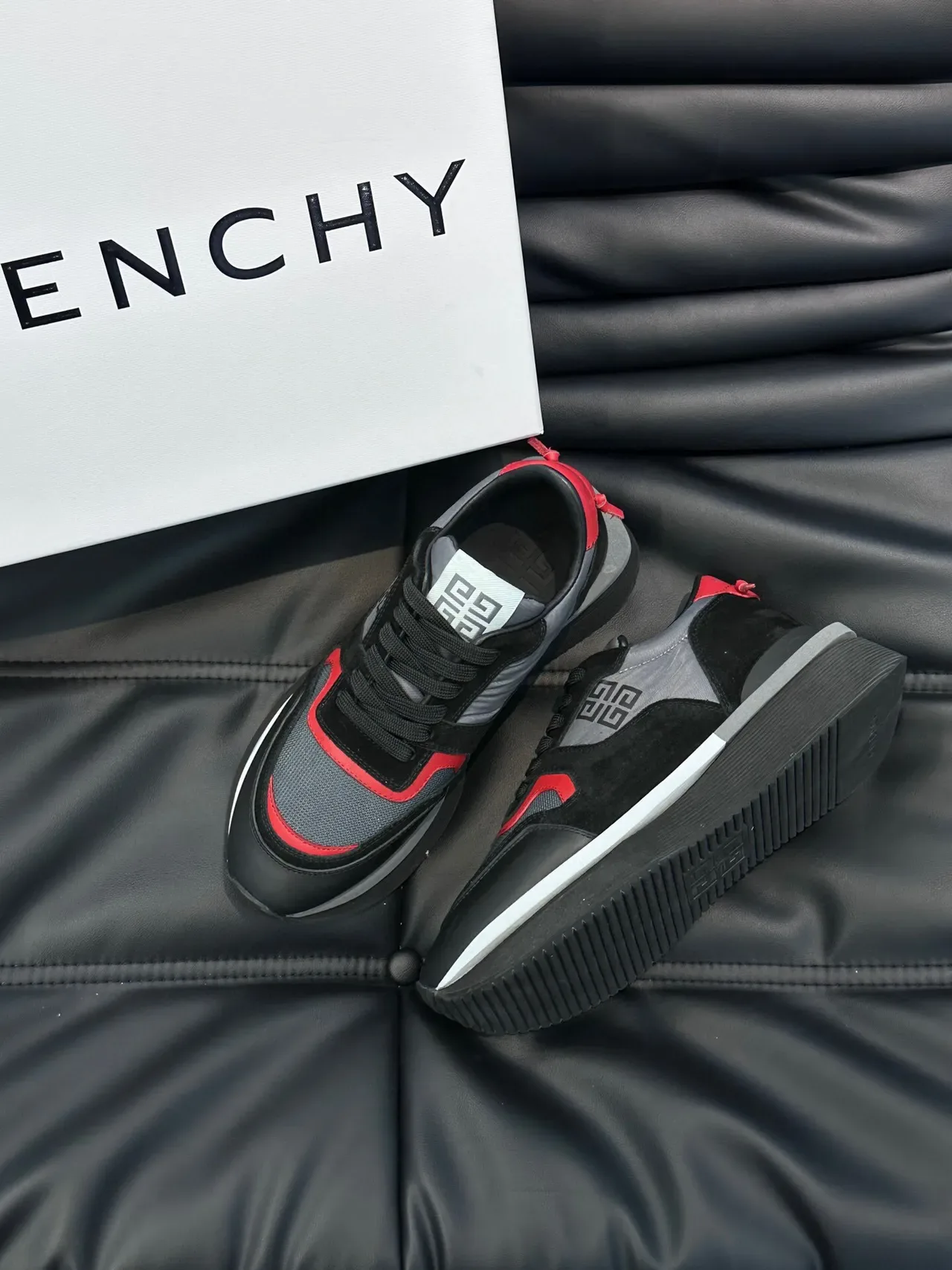 Givenchy Runner कालो लाल प्लेटफॉर्म सोल मिक्सड म्याटेरियल अपर चांग्की स्निकार 3