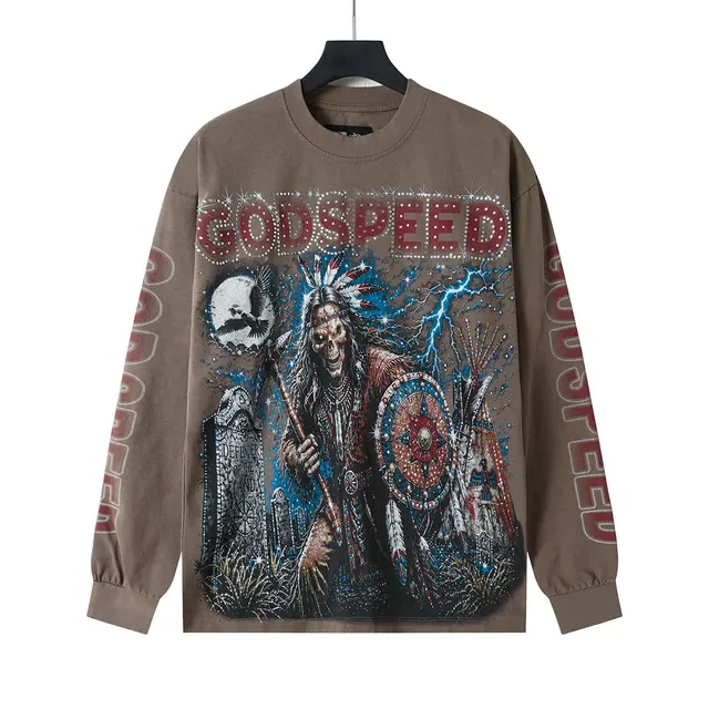 Godspeed 黑色米色印花长袖T恤 7