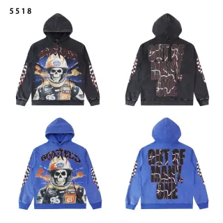 Godspeed Black Blue Graphic-Print Racing-Themed Hoodie