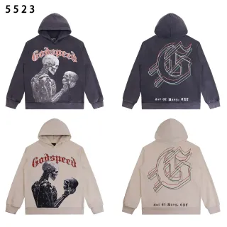 Godspeed Graphic Print Distressed Wash Oversized Hoodie