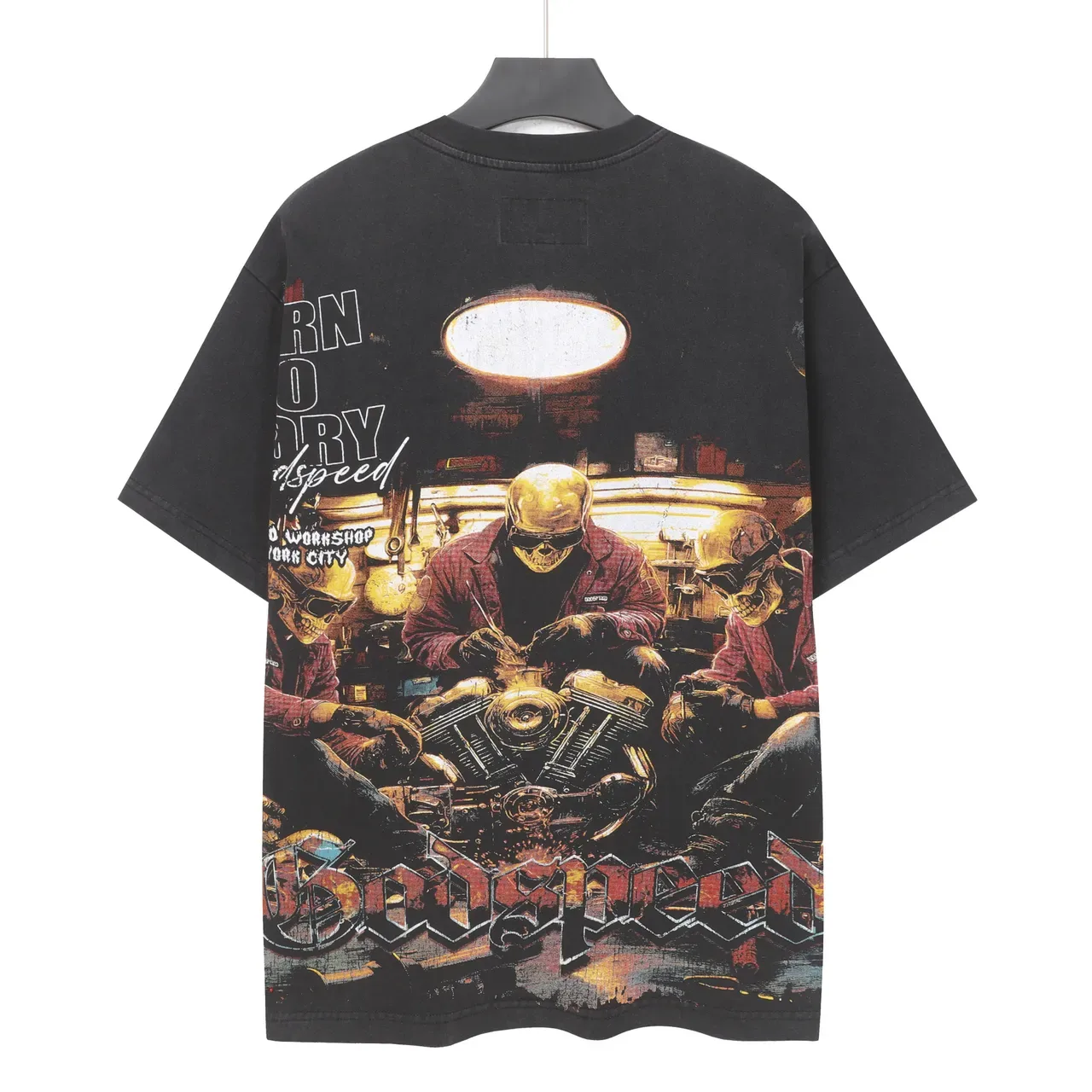 Godspeed Oversized Distressed Black Graphic T-Shirt 3