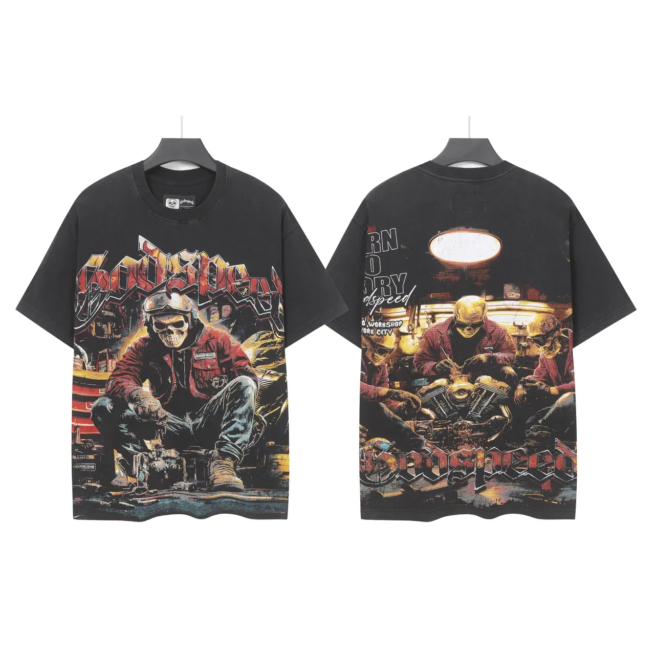 Godspeed Oversized Distressed Black Graphic T-Shirt 4