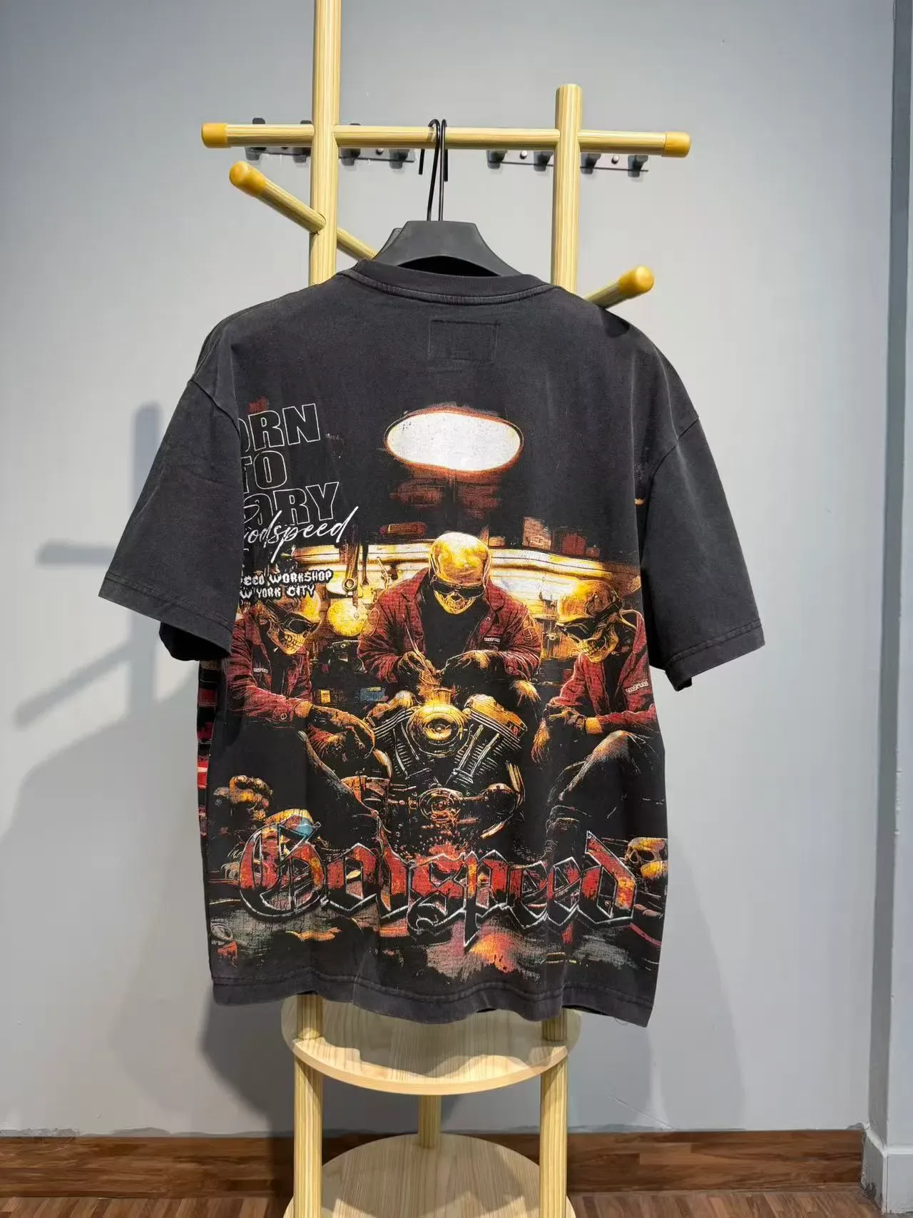 Godspeed Oversized Distressed Black Graphic T-Shirt 5
