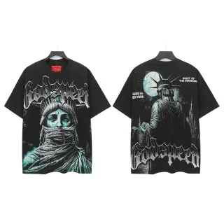 T-shirt noir graphique Statue de la Liberté Godspeed