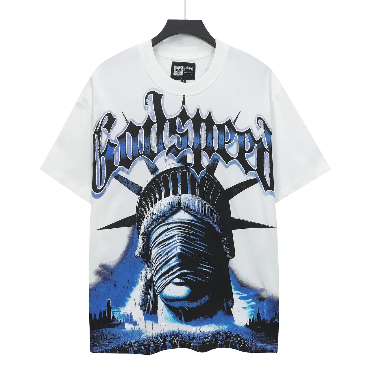 Camiseta gráfica Godspeed Ritual de Adoração Estátua da Liberdade 2