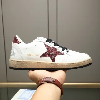 Golden Goose Ball Star Tênis Lifestyle Branco Vermelho Brilho Estrela