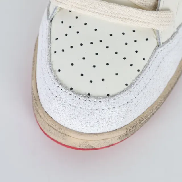 Golden Goose حذاء أسلوب حياة جلد مثقب بيجي أحمر منخفض 5