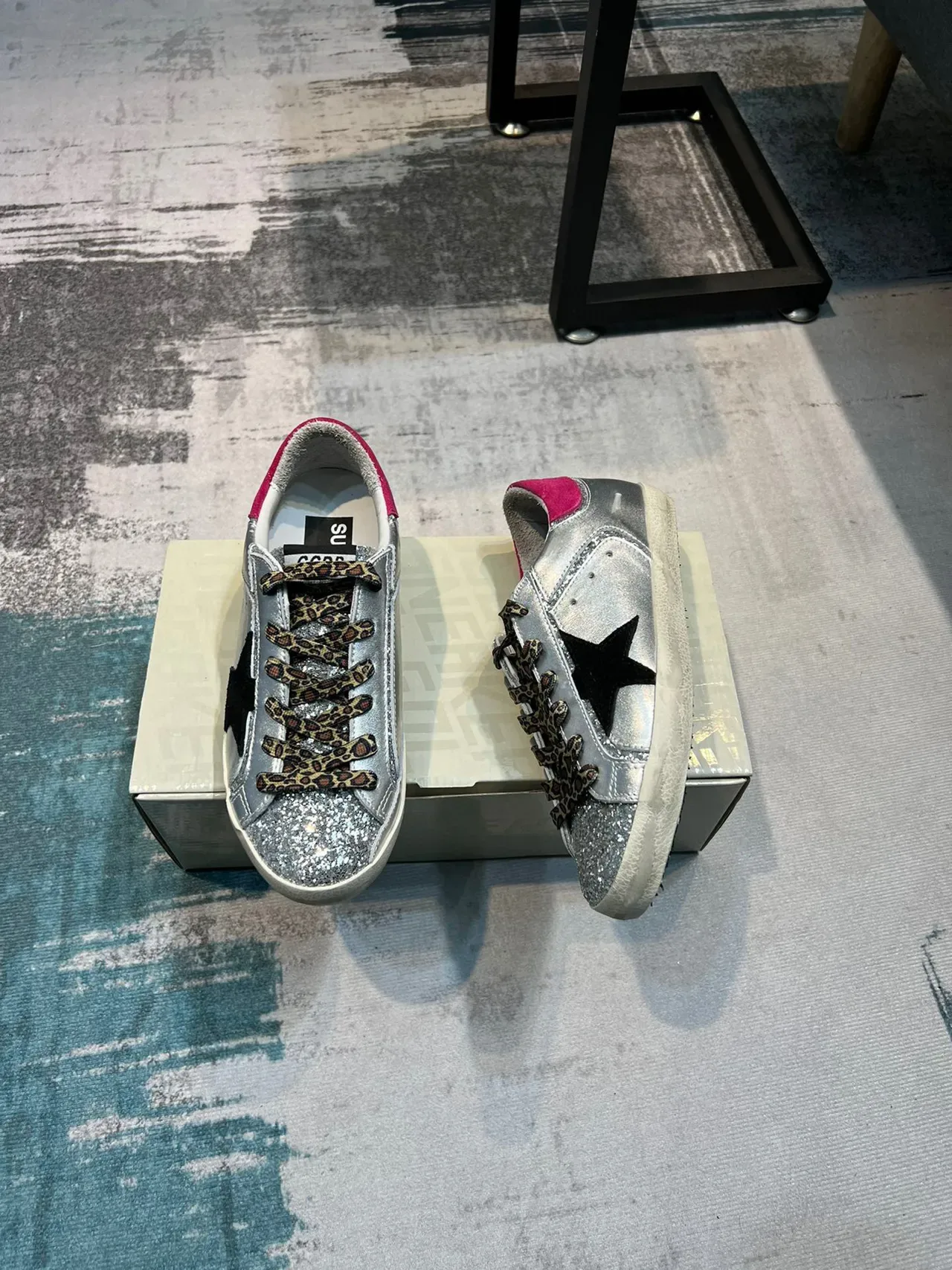 Golden Goose Silver Pink Distressed Rubber Sole Glitter Toe Cap Lifestyle Sneakers 5