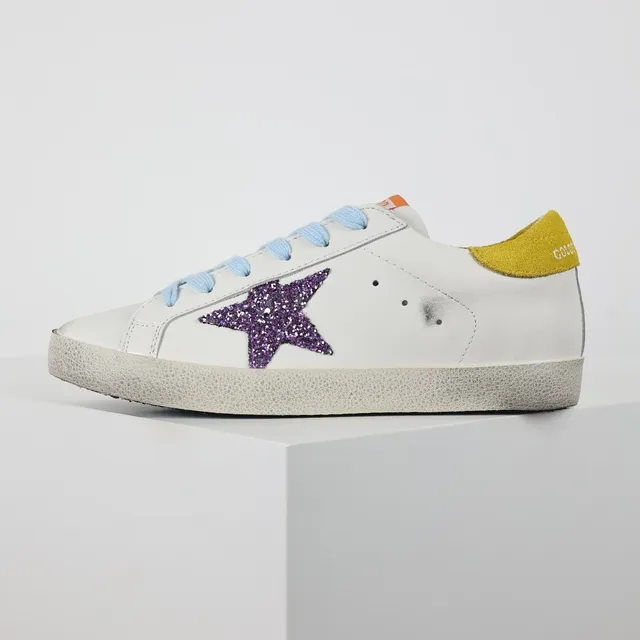 Golden Goose Superstar Sneakers Lifestyle Blanches Violettes Étoile Glitter 9