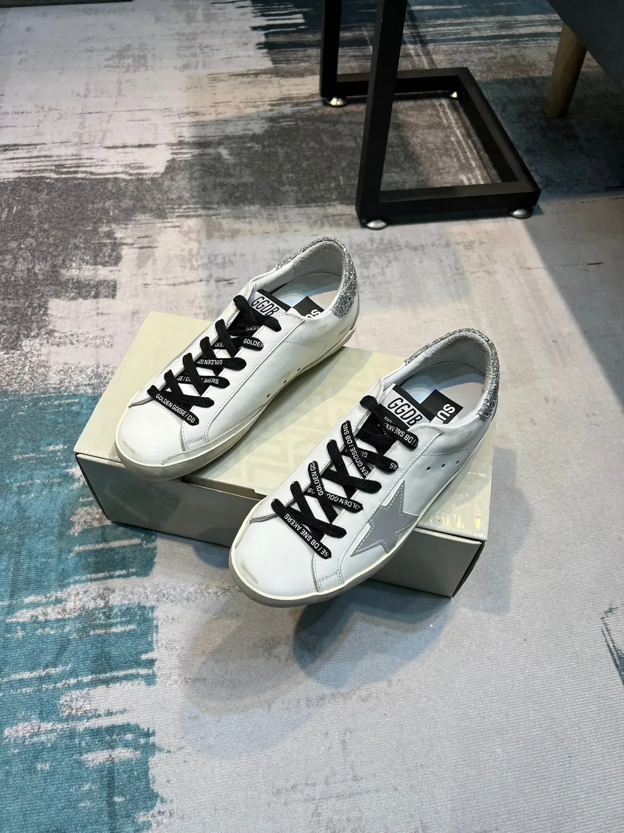 Golden Goose Superstar White Silver Star Glitter Heel Lifestyle Sneakers 5