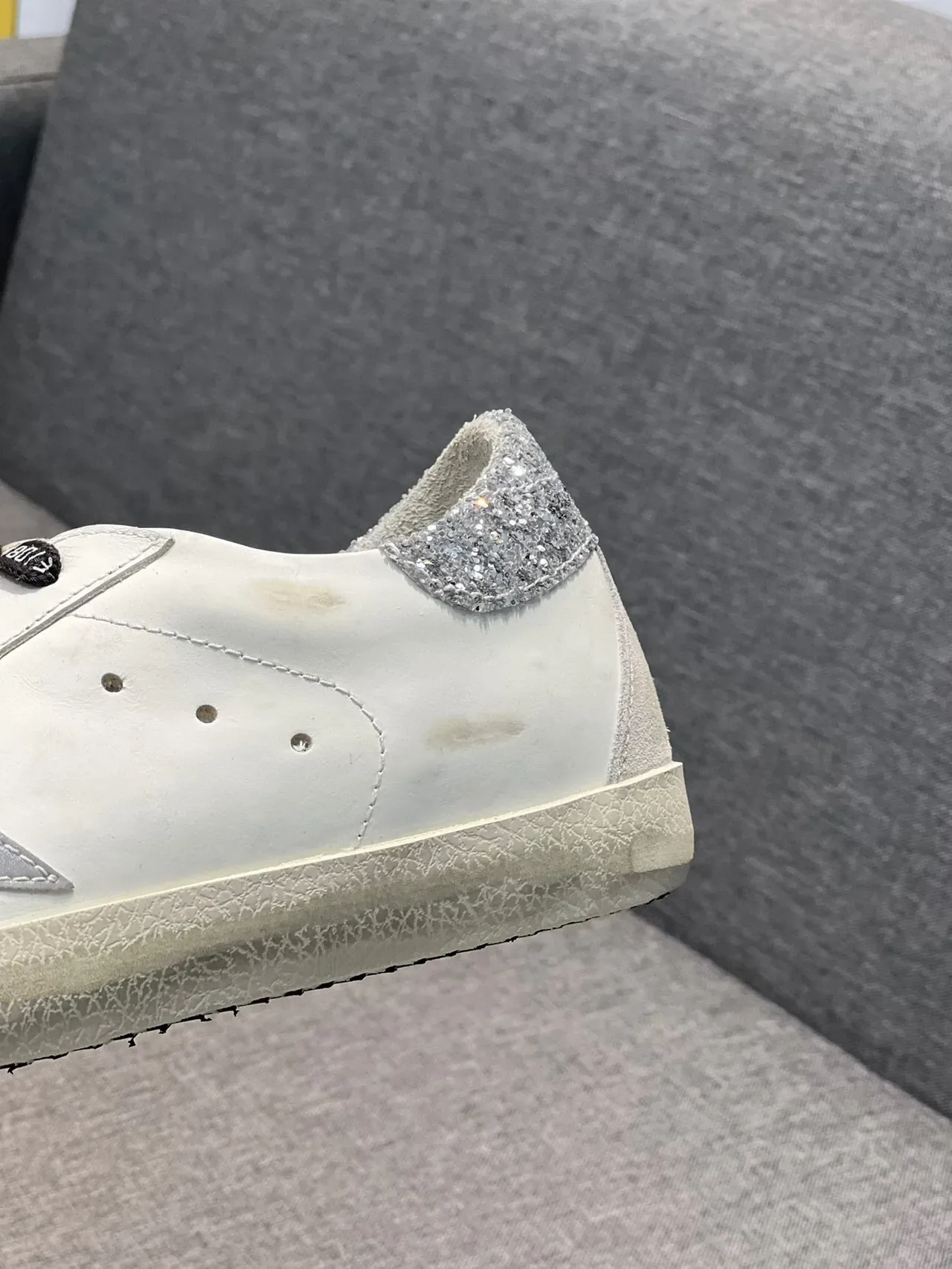 Golden Goose Superstar White Silver Star Glitter Heel Lifestyle Sneakers 8