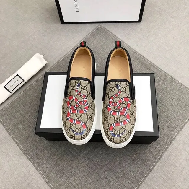 Gucci Ace Bege Preto GG Monogram Tela Borda de Couro Loafer 2