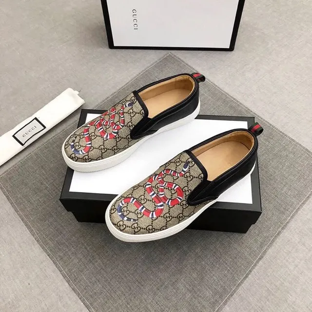 Gucci Ace Bege Preto GG Monogram Tela Borda de Couro Loafer 4