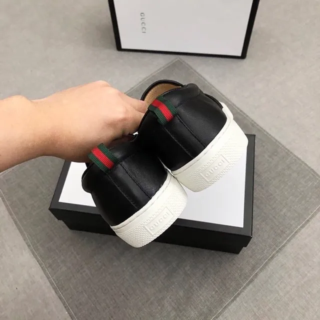 Gucci Ace Bege Preto GG Monogram Tela Borda de Couro Loafer 7