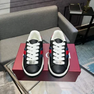 Gucci Ace Negro Rojo Marino malla rayas estilo de vida zapatillas