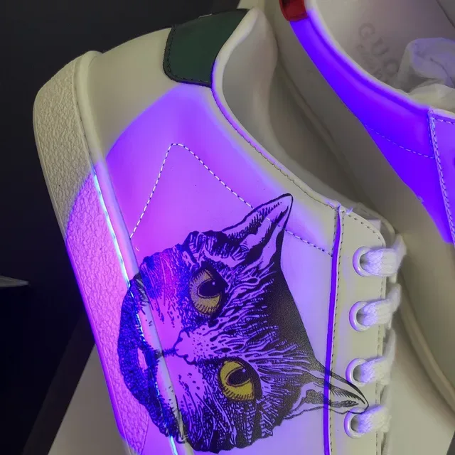 Gucci Ace Cat Print White Leather Lifestyle Sneakers 5