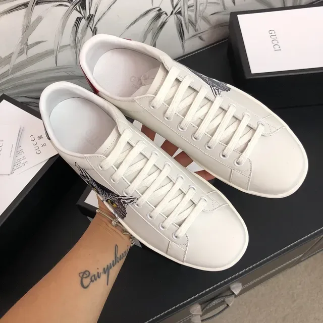 Gucci Ace Cat Print White Leather Lifestyle Sneakers 7