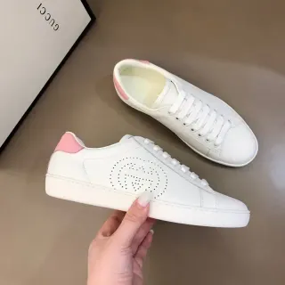 Gucci Ace Perforado Logo Blancos y Rosados Zapatillas Estilo de Vida