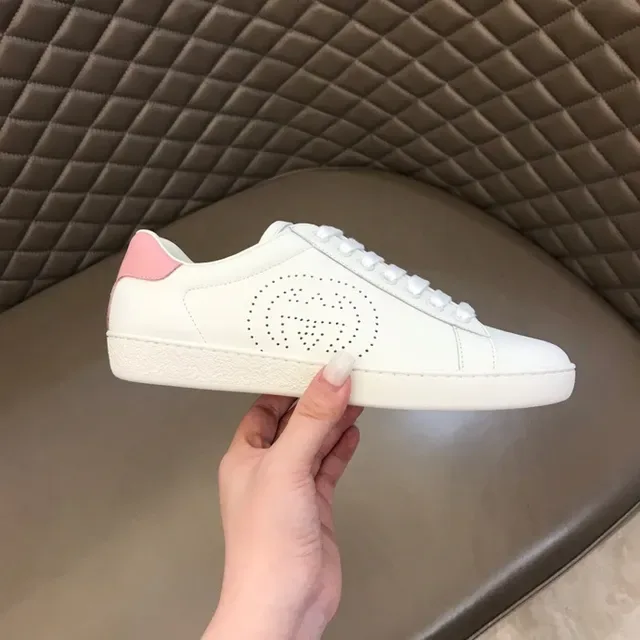 Gucci Ace Perfurado Logo Branco e Rosa Tênis Lifestyle 3