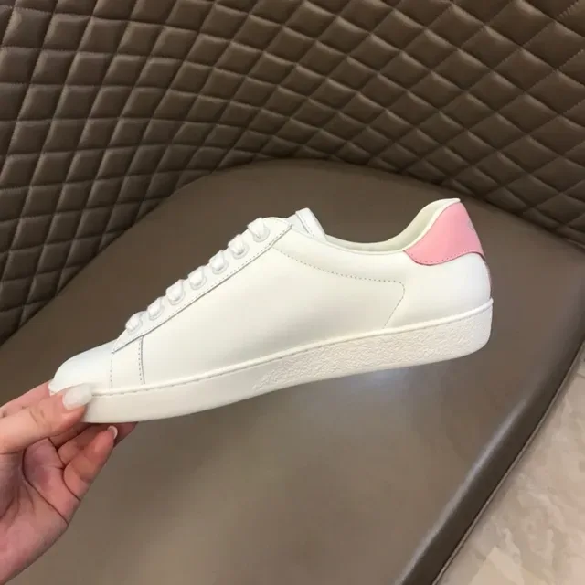 Gucci Ace Perfurado Logo Branco e Rosa Tênis Lifestyle 5