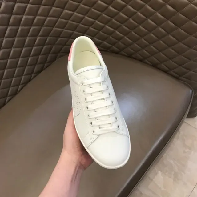 Gucci Ace Perfurado Logo Branco e Rosa Tênis Lifestyle 6