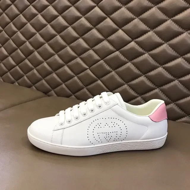 Gucci Ace Perfurado Logo Branco e Rosa Tênis Lifestyle 8