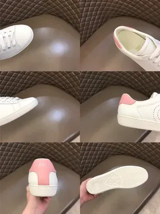 Gucci Ace Perfurado Logo Branco e Rosa Tênis Lifestyle 9