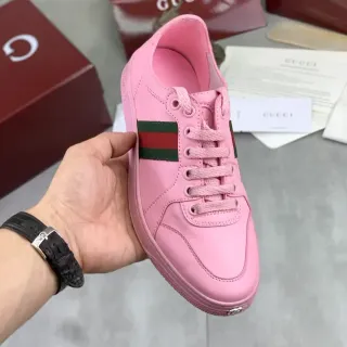 Gucci Ace Zapatillas Lifestyle de Cuero Rosa con Rayas Web