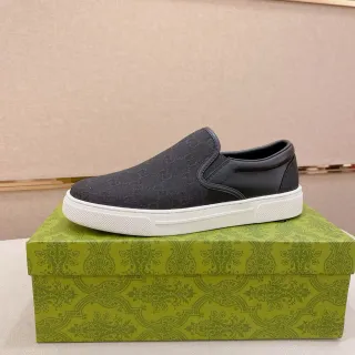 Gucci Ace 黑色 Monogram 帆布 生活方式 拖鞋式 运动鞋