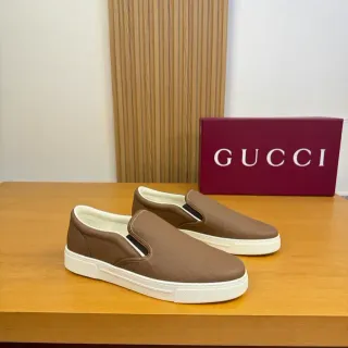 Gucci Ace Slip-On Marrón GG Monogram Mocasines de Cuero