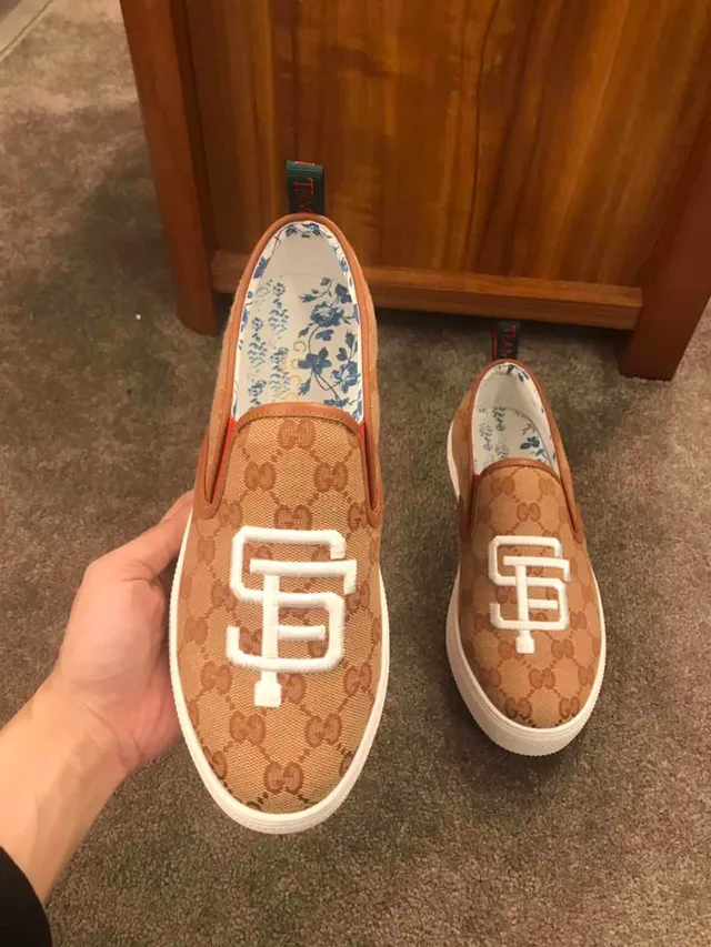 Gucci Ace Slip-On 棕白 GG Monogram 帆布 刺绣 SF Logo 樂福鞋 2