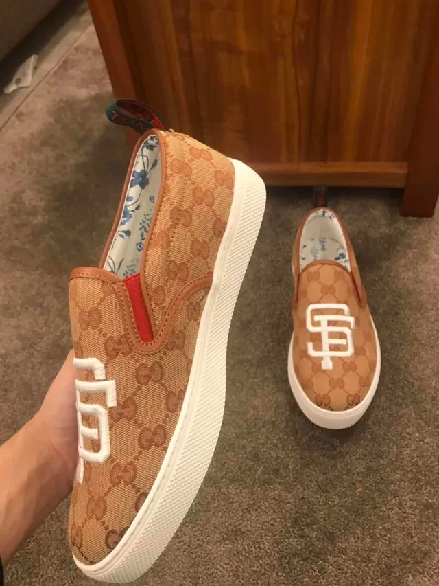 Gucci Ace Slip-On 棕白 GG Monogram 帆布 刺绣 SF Logo 樂福鞋 6