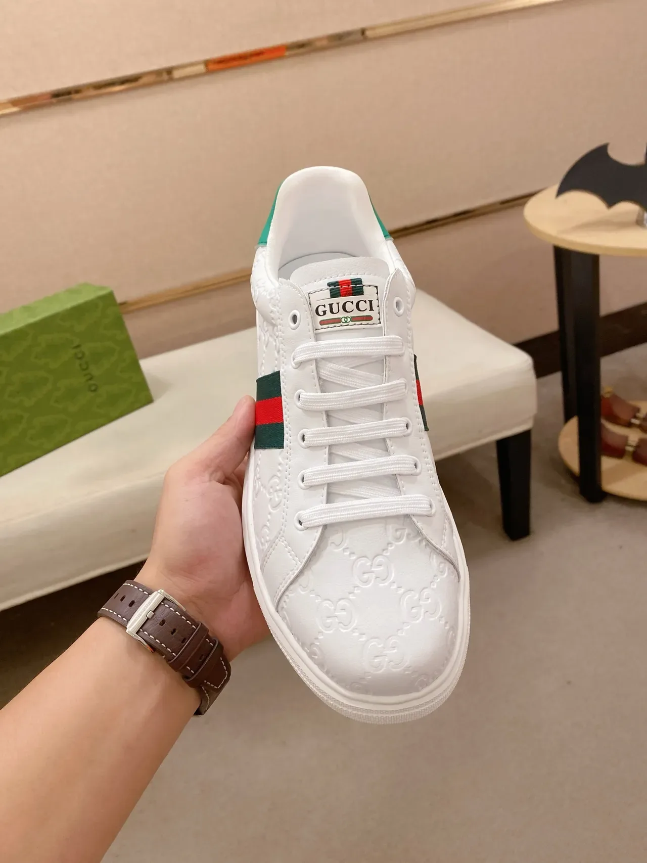 Gucci Ace 白绿红 Web 生活运动鞋 5