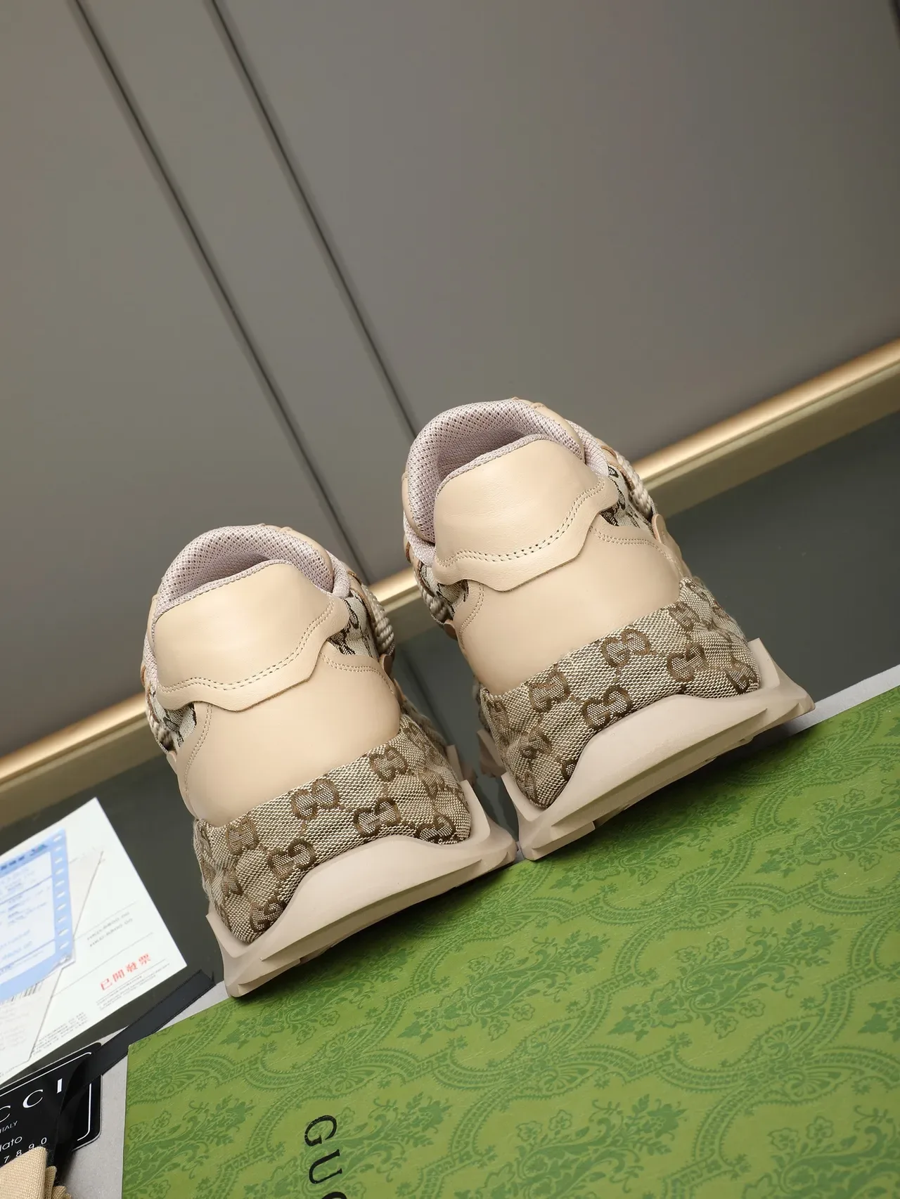 Gucci Beige Brown GG Monogram Canvas Rope Laces Chunky Sneakers 3