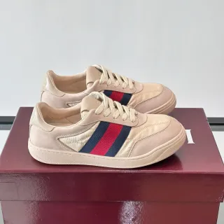 Gucci Beige Navy 低帮皮革合成革鞋面生活方式运动鞋